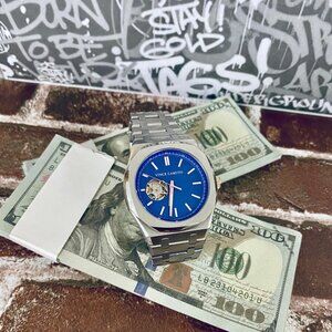 Vince Camuto Tourbillion 43mm S/Steel Blue Dial Automatic Watch